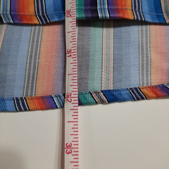 Robert Graham Dress Shirt Multicolor Stripe Geometric Flip Cuff Embroidery Large - Picture 14 of 15